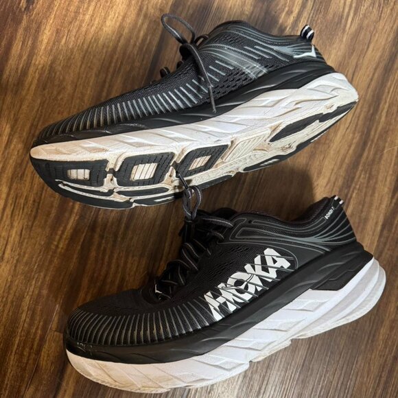Hoka Bondi 7 black and white running sneakers trainers size women’s 7.5E - Picture 3 of 8